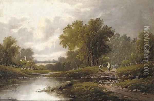 A riverside rest Oil Painting - Etty Horton