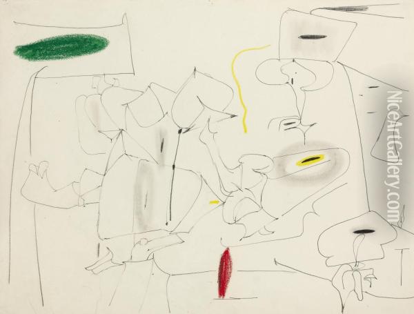 Study For Delicate Game Oil Painting - Arshile Gorky