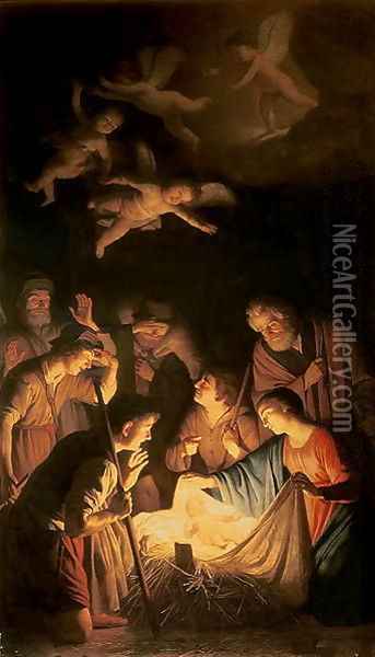 Adoration of the Shepherds 1617 Oil Painting - Gerrit Van Honthorst