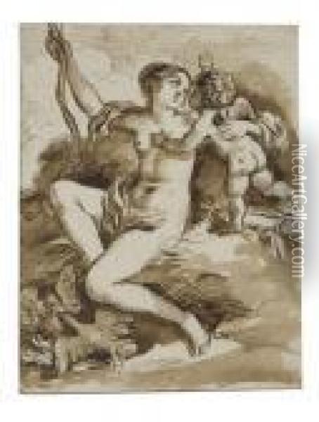 Venus And Cupid Oil Painting - Guercino