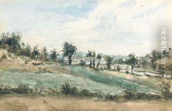 A Suffolk landscape Oil Painting - Thomas Churchyard