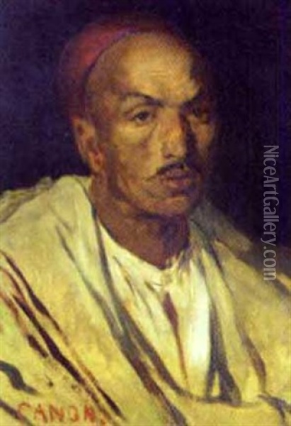 Portrait Of A Man Wearing A Fez Oil Painting - Hans Canon