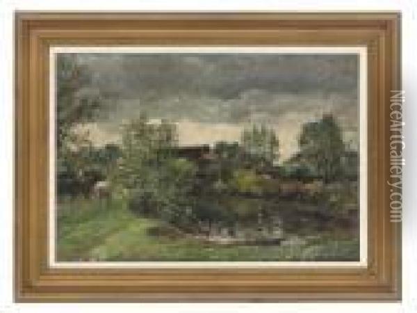 The Farm Pond Oil Painting - William Mark Fisher