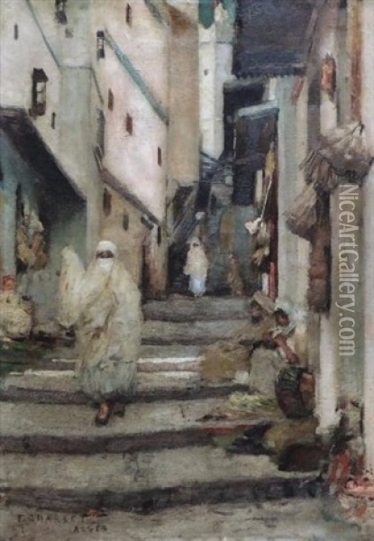 Rue Ombragee A Alger Oil Painting - Frantz Charlet