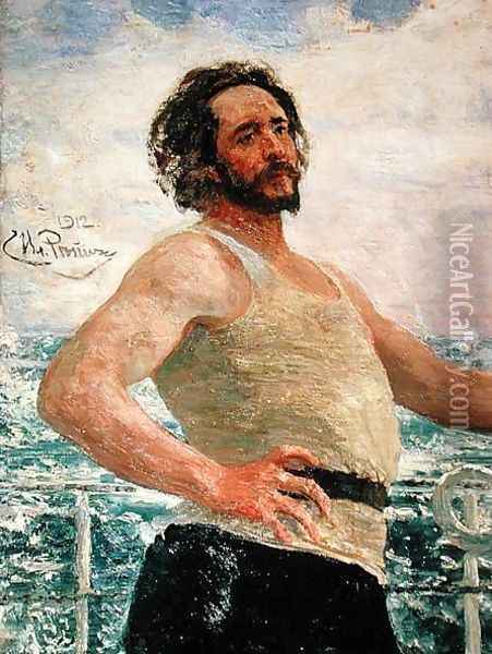 Portrait of Author Leonid Andreev (1871-1919), 1912 Oil Painting - Ilya Efimovich Efimovich Repin