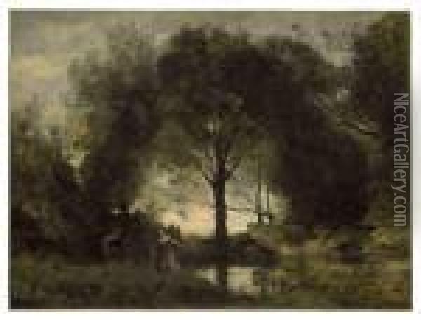 Nymphes Et Faunes Oil Painting - Jean-Baptiste-Camille Corot