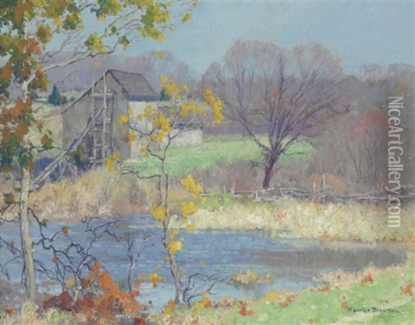 Pond At Old Lyme, Connecticut Oil Painting - Maurice Braun