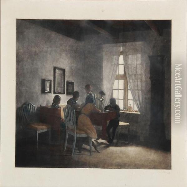 En Regnvejrsdag Oil Painting - Peder Vilhelm Ilsted