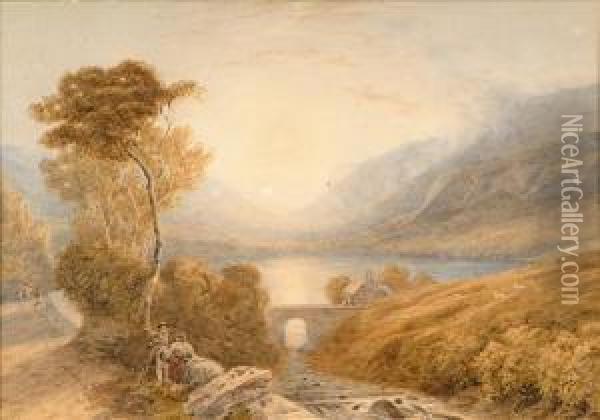 Tal-llynn, Wales Oil Painting - George Cuitt