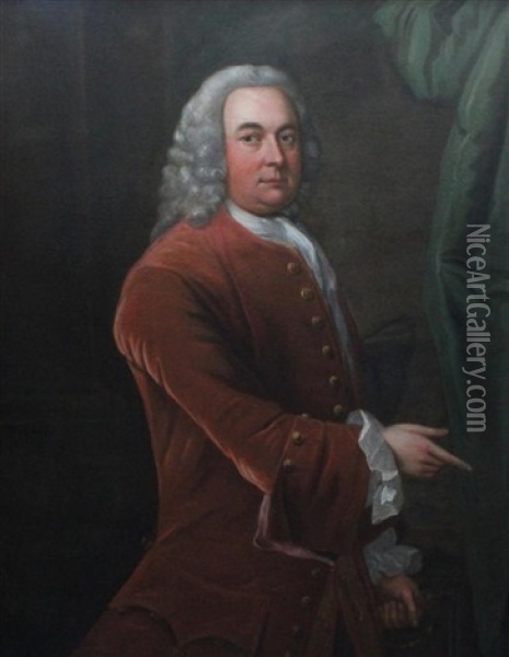 Three Quarter Length Portrait Of A Gentleman Oil Painting - James Latham