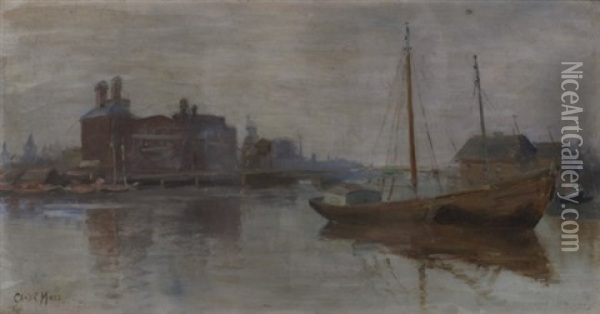 Harbor Scene Oil Painting - Charles Eugene Moss