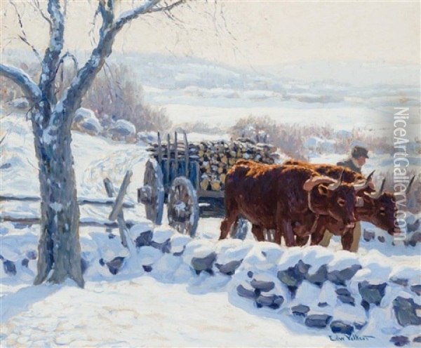 Winter Work, Conn Oil Painting - Edward Charles Volkert