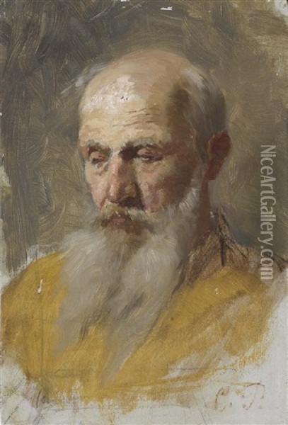 Studie Eines Bartigen Alten Mannes Oil Painting - Theodor (Karl Th.) Eichler