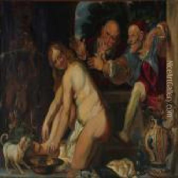 Susanna And The Elders Oil Painting - Jacob Jordaens