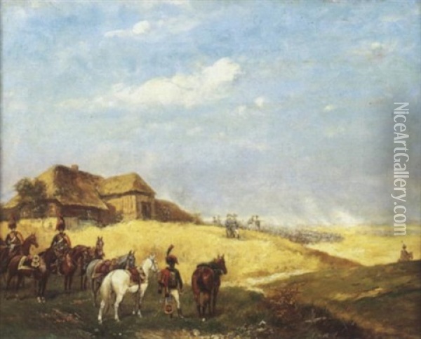Matin De Waterloo A La Ferme Decostes, 15 Juin 1815 Oil Painting - Paul Emile Leon Perboyre