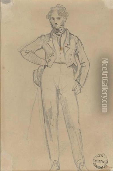 A Man Standing Oil Painting - Gricault Jean-Louis-Andr-Thodore