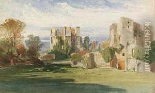 A View Of Kenilworth Castle, Warwickshire, From The Tiltyard Oil Painting - Harry John Johnson