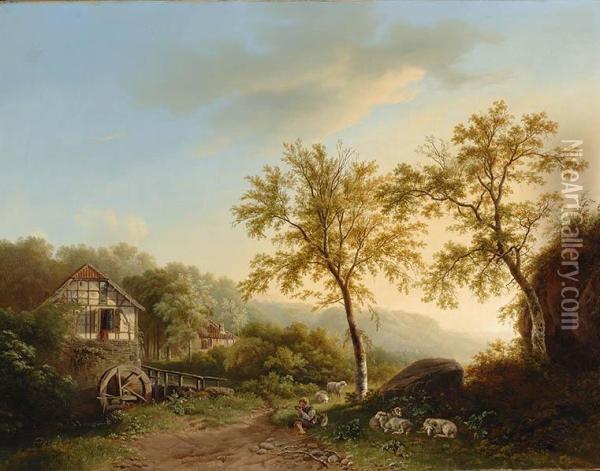 Hilly Landscape Oil Painting - Willem Bodemann