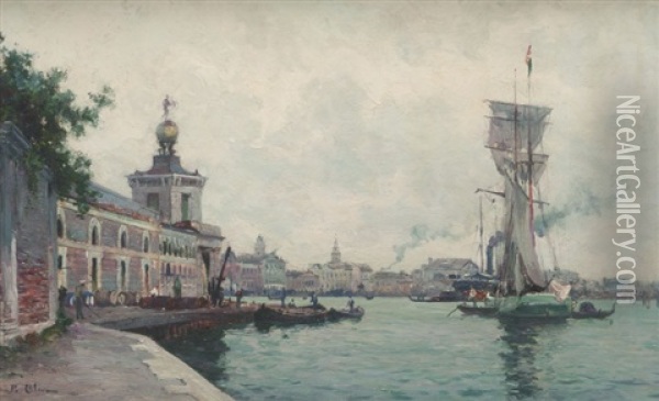 Venise, La Pointe De La Douane Oil Painting - Jean Baptiste Olive