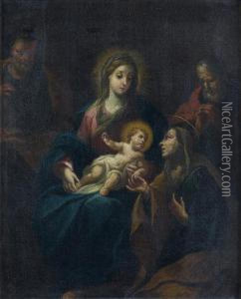 Sainte Famille Avec Sainte Anne Et Saint Joachim Oil Painting - Michele Da Parma (see Rocca)