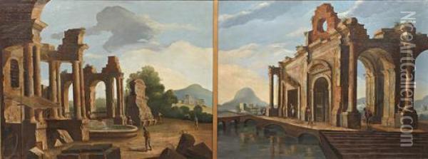 Capriccio Of Roman Ruins Oil Painting - Viviano Codazzi