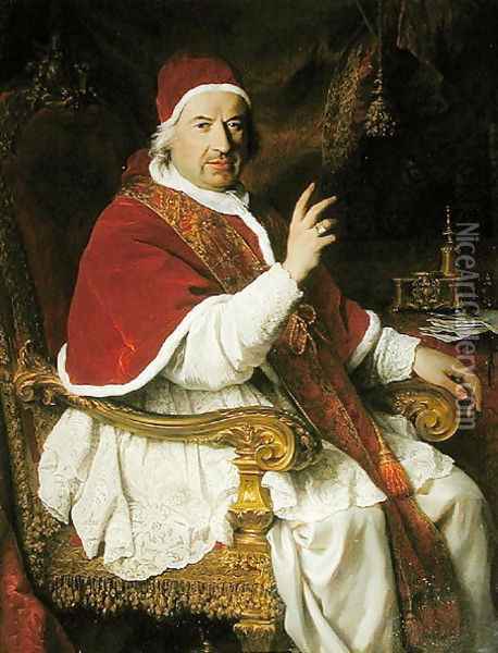 Pope Benedict XIV 1675-1758 c.1745 Oil Painting - Pierre Subleyras