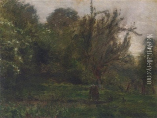 Landscape Near Honfleur Oil Painting - Adolphe Felix Cals