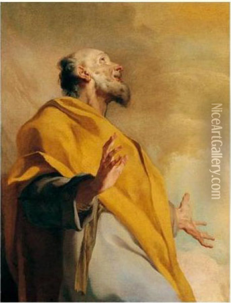 A Male Saint Or Prophet, Possibly Saint Peter Oil Painting - Giuseppe Antonio Petrini