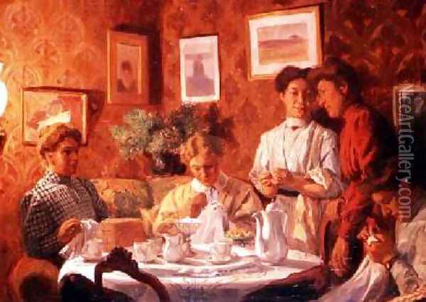 The Sewing Group Oil Painting - Nils Larson