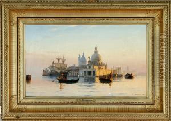 View From Venice At Sunrise Oil Painting - Carl Johan Neumann