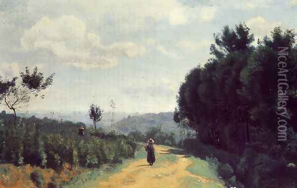 The Severes Hills - Le Chemin Troyon Oil Painting - Jean-Baptiste-Camille Corot