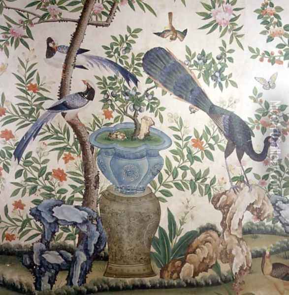 Bird Wallpaper, c.1840 (2) Oil Painting - Anonymous Artist