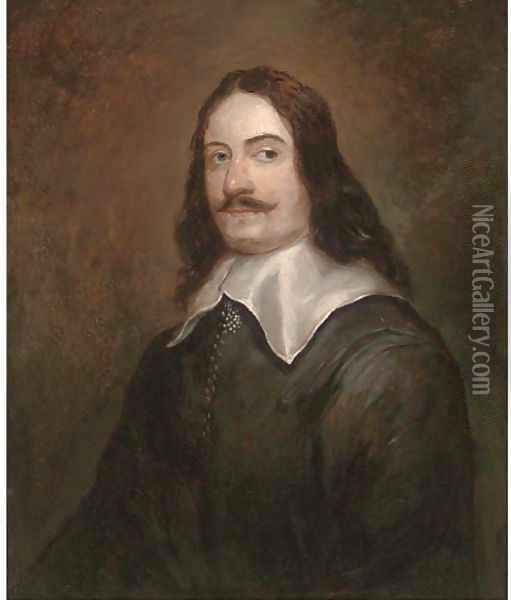 Portrait of a gentleman, traditionally identified as Andrew Marvell (1621-1678) Oil Painting - English School