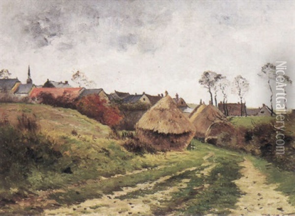 L'entree Du Village A Evergnicourt-sur-marne Oil Painting - Armand Guery