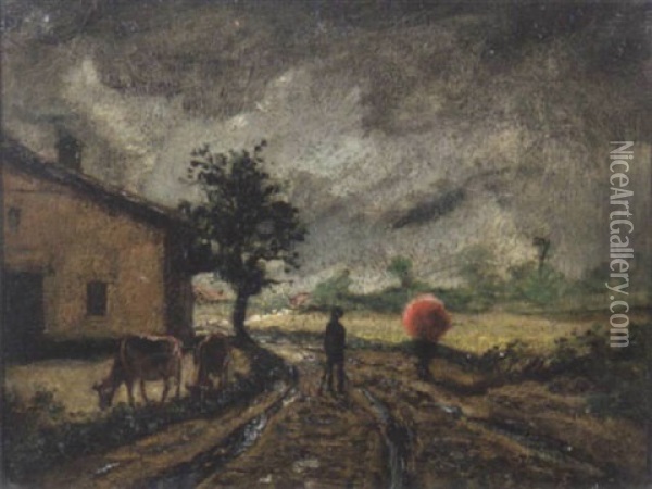 L'orage Oil Painting - Louis-Hilaire Carrand