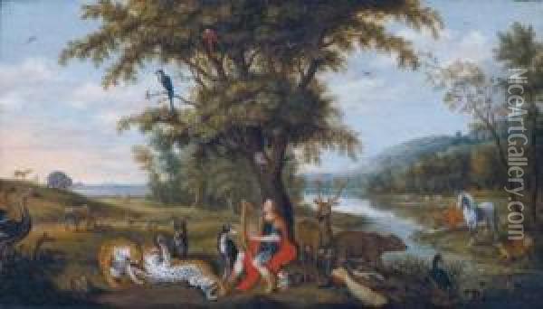 Paesaggio Con Orfeo Tra Gli Animali Oil Painting - Isaak van Oosten