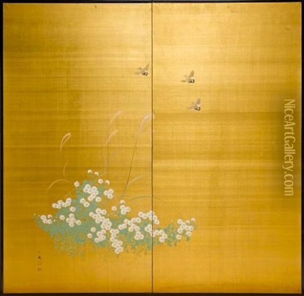 Two-fold Screen Oil Painting - Hakuhou Takebe