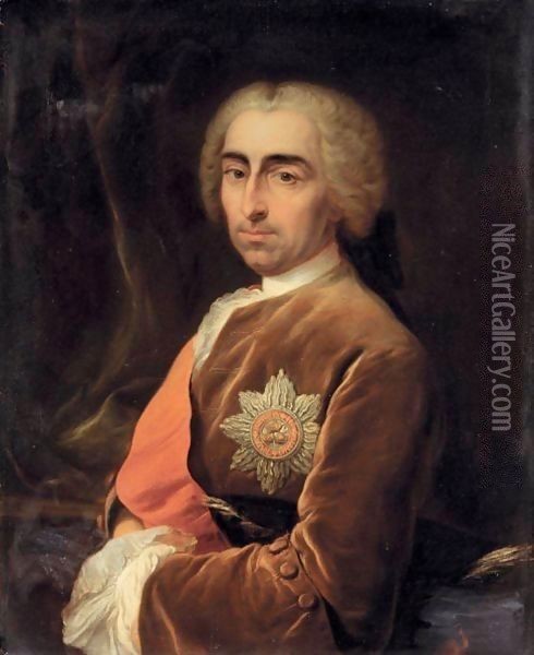 Portrait Of A Gentleman, Possibly Henry Calthorpe Oil Painting - Carle van Loo