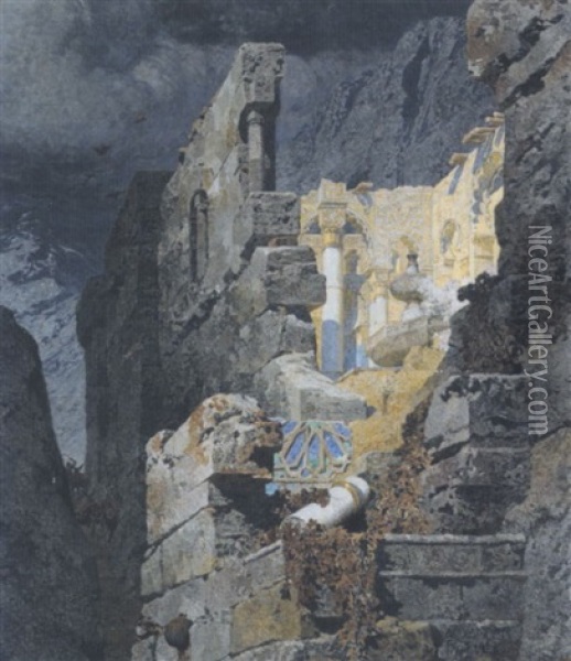 Ruine Aus Der Maurenzeit Oil Painting - Alexander Rothaug