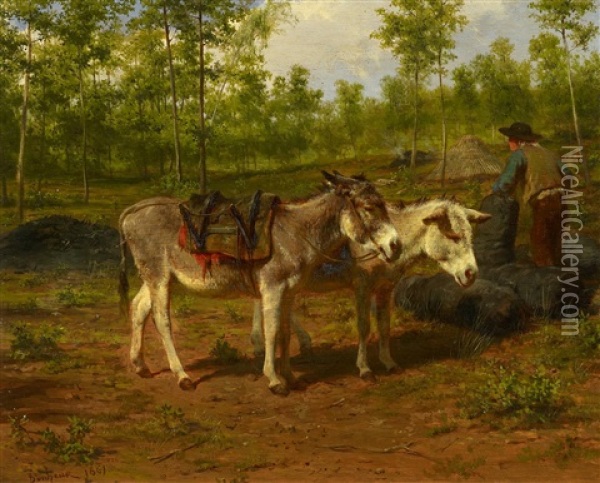 Kohler Mit Seinen Beiden Eseln Oil Painting - Rosa Bonheur
