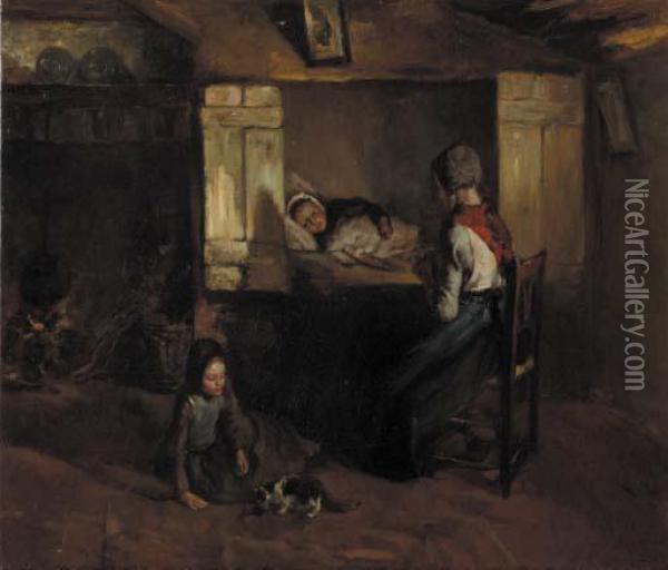 The Waking Hour Oil Painting - Albertus Johan Neuhuys