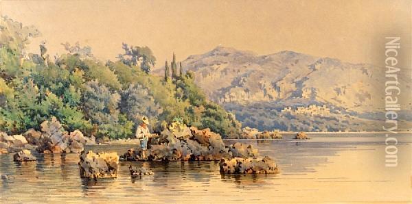 Fisherman In Corfu Oil Painting - Angelos Giallina
