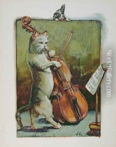 The Cat and the Fiddle Oil Painting - John Lawson