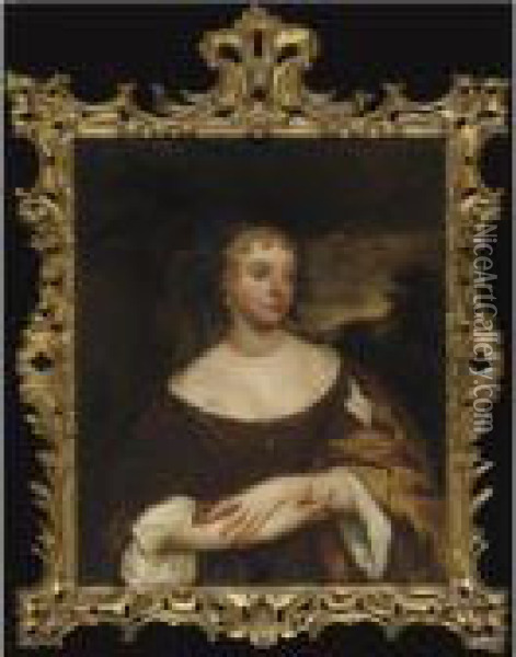 Portrait Of Alice Woodforde (nee Beale) Oil Painting - Sir Peter Lely