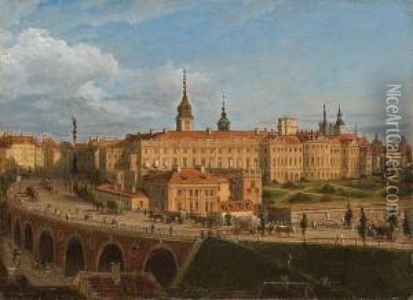 Royal Castle In Warsaw Oil Painting - Jan Seydlitz