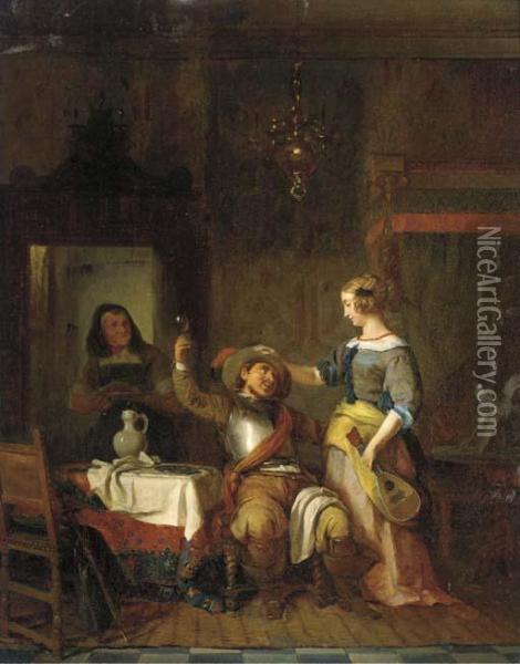 The Drunken Suitor Oil Painting - Ignatius Josephus van Regemorter