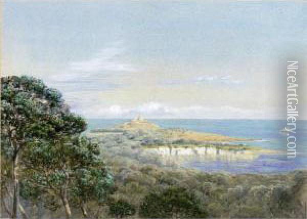 Pointe St Hospice, Cap Ferrat, From St Jean Oil Painting - John Edward Brett