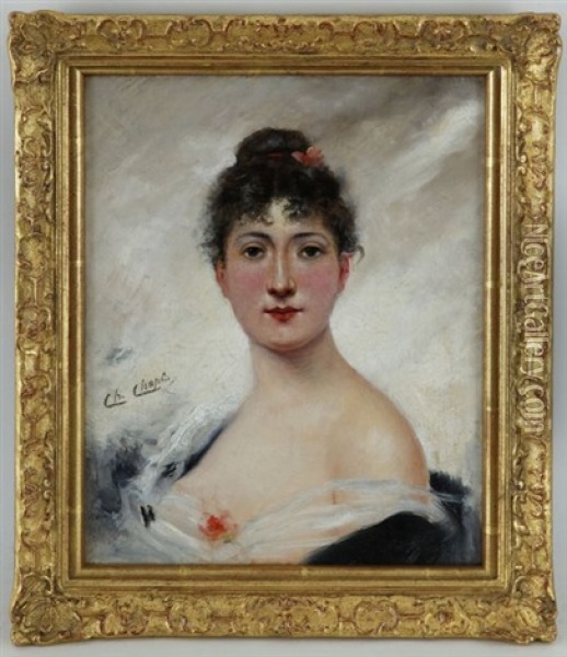 Portrait D'une Elegante Oil Painting - Charles Joshua Chaplin