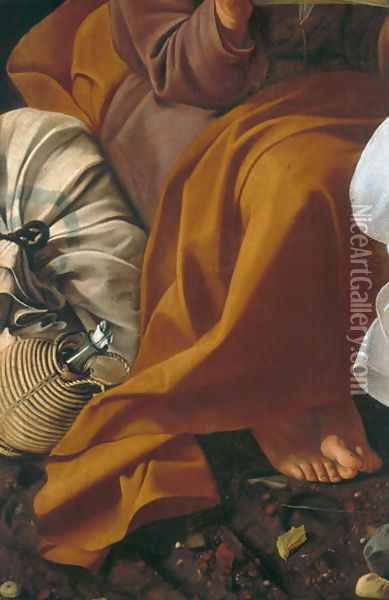 Rest during the flight into Egypt (detail-1) Oil Painting - Caravaggio