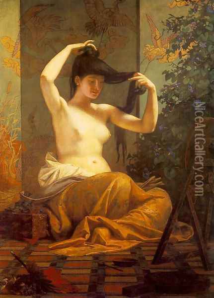 Japanese Woman 1903 Oil Painting - Bertalan Szekely